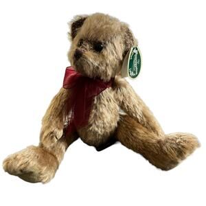 The Bearington Collection Bear Kipper 10" Red Bow New